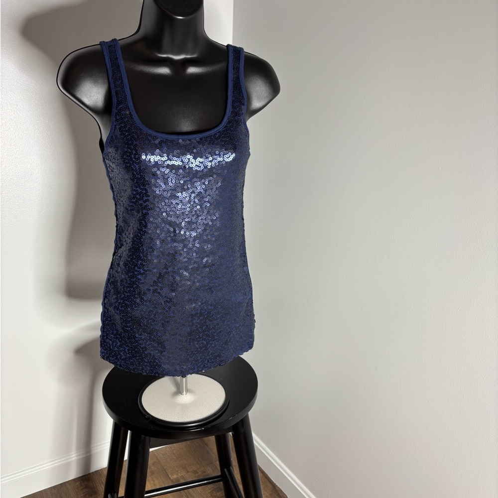 Old Navy Navy Blue Sequin Tank